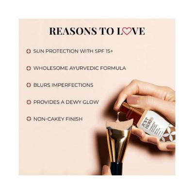Just Herbs Hyndrating Skin Tint BB Cream Foundation for Skin Tone, Natural SPF 15+ Bramhi + Lotus 40ml - Foundation