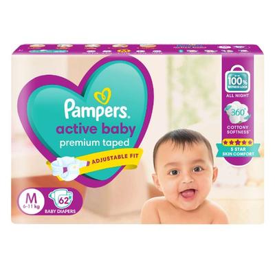 Pampers Active Baby Diapers (M) 62's - Diapers & Wipes