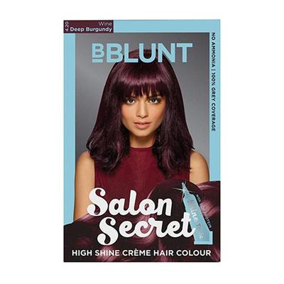 Bblunt Salon Secret High Shine Creme Hair Colour Wine Deep Burgundy with Silk Protein (50gm+50ml+8ml) 1's - Crème