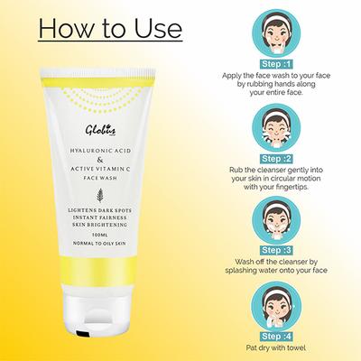 Globus Naturals Hyaluronic Acid And Vitamin C Anti - Aging Face Wash 100 ml - Face Wash & Cleansers