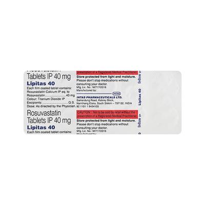 Lipitas 40mg Tablet 10'S - High Cholesterol-Dys