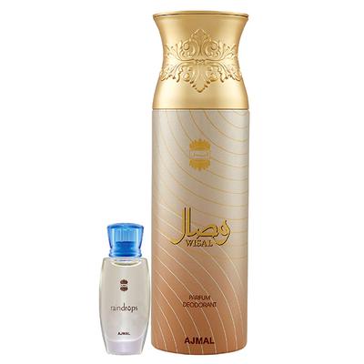Ajmal Raindrops Concentrated Perfume Oil Floral Chypre And Wisal Deodorant Floral Musky Fragrance 210 ml - Women Perfumes (Edt/Edp)