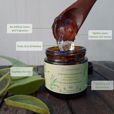 Precious & Nature'S Certified Organic and Cold-Pressed Pure Aloe Vera Gel 50 gm - Face Gels