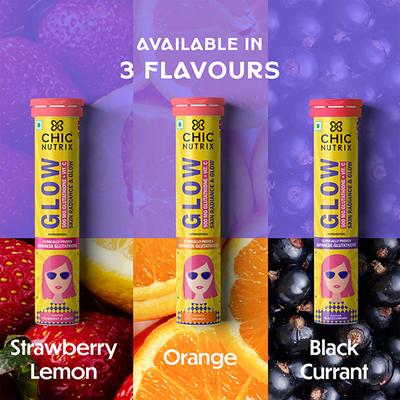 Chicnutrix Glow - Glutathione & Vitamin C For Skin Radiance - Strawberry & Lemon Flavour 20 Tablets 1's - Hair & Skin