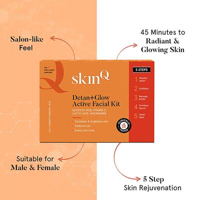 SkinQ Glow & Detan DIY Active Facial Kit - Single Use 25 ml - Facial Kits