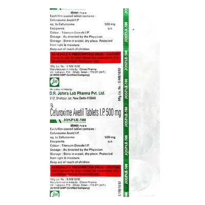 Jospar 500mg Tablet 10'S - Bacterial Infections-Cep
