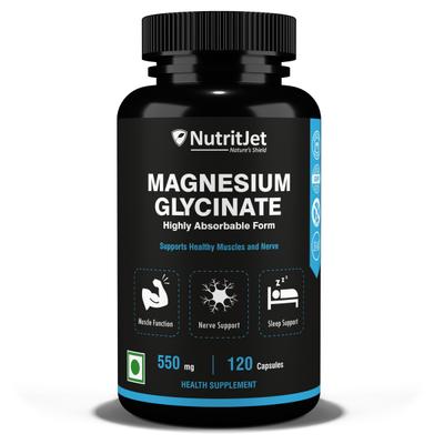 NutritJet Magnesium Glycinate With Highly Absorption Form Capsules 120's - Calcium And Minerals