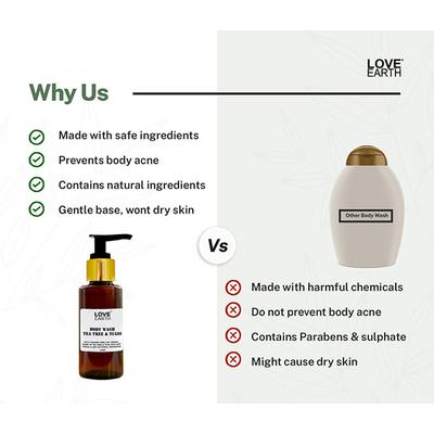Love Earth Body Wash Tea Tree Tulsi for Moisturising Skin with Anti-bacterial Properties 100 ml - Shower Gels & Body Wash