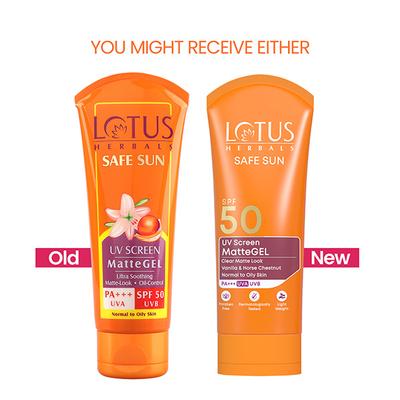 Lotus Herbals Safe Sun Uv Screen Mattegel Pa+++ Spf-50 100 Gm - Face Sunscreen