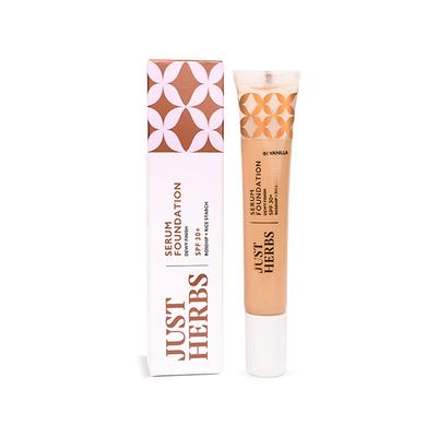 Just Herbs Serum Foundation Dewy Finish SPF 30 +Rosehip+ Rice Starch 01-Vanilla 20gm - Foundation