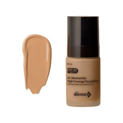 The Derma Co. 2% Niacinamide High Coverage Foundation, 1% Hyaluronic Acid and SPF 40 PA+++ for 12 Hr- 03 Natural 30 gm - Foundation