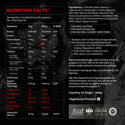 Nutrabay RageX Powder - Cola 360 g - Workout Essentials