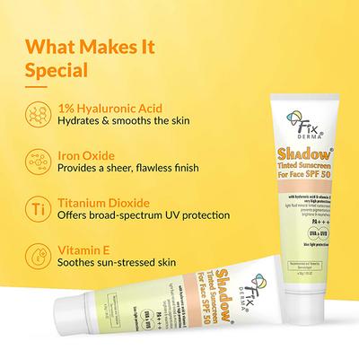 Fixderma Shadow Tinted Sunscreen SPF 50 with Vitamin E 30 gm - Body Sunscreen