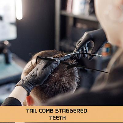 Vega Professional Tail Comb Staggered Teeth (Carbon Anti-Static Black Line Hair Comb) (VPVCC-14) 1's - Hair Combs