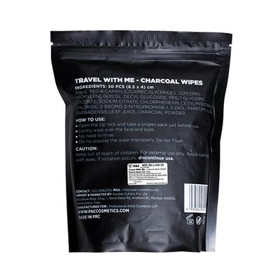 PAC Travel With Me Charcoal Wipes Singles 30's - Make Up Removers