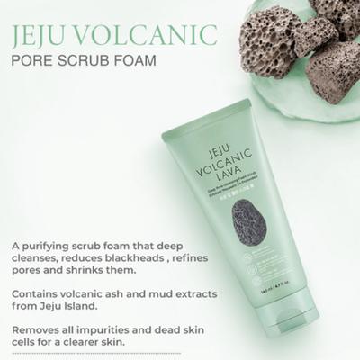 The Face Shop Jeju Volcanic Lava Deep Pore-Cleansing Foam Scrub 140ml - Scrubs & Exfoliants
