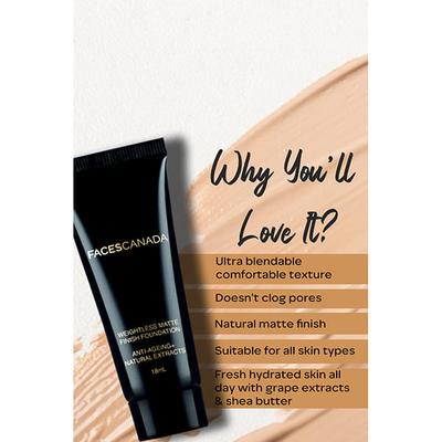 Faces Canada Weightless Matte Finish Foundation Natural 02 18ml - Foundation