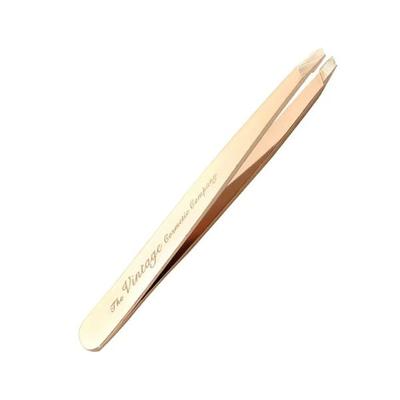 Vintage Cosmetic Slanted Tweezers Rose Gold 1's - Tweezers