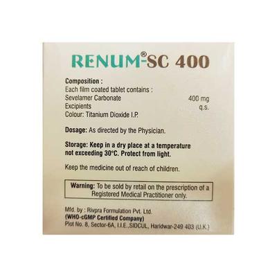 RENUM SC 400 Tablet 10's - Kidney Disease/Stones-Oth