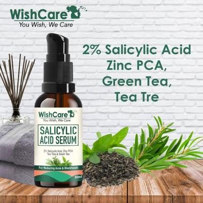 WishCare 2% Salicylic Acid Serum For Active Acne & Blackheads With Zinc Pca Tea Tree & Green Tea 30 ml - Face Serum