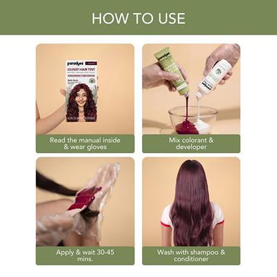 Paradyes Semi-Permanent Ruby Rush Glossy Hair Tint, Enriched with Herbal Extracts Deep-Red 160 gm - Crème