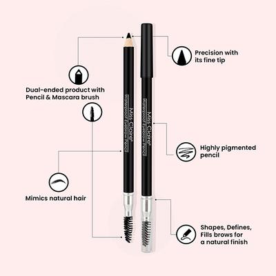 Miss Claire Waterproof Eyebrow Pencil 01 Black (Mascara Brush) 1.4 Gm - Eyebrow Pencils & Enhancers