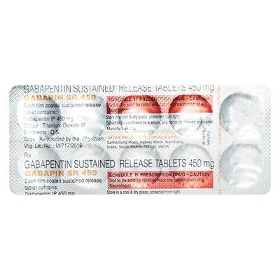 Gabapin SR 450mg Tablet 10'S - Epilepsy/Convulsion-Ant