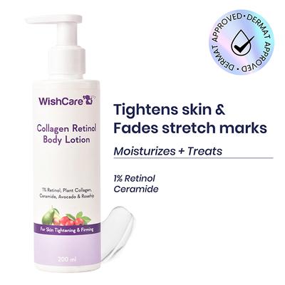 WishCare Collagen 1% Retinol Body Lotion - For Skin Tightening & Firming - With Niacinamide Ceramide Rosehip & Avocado 200 ml - Lotions & Creams
