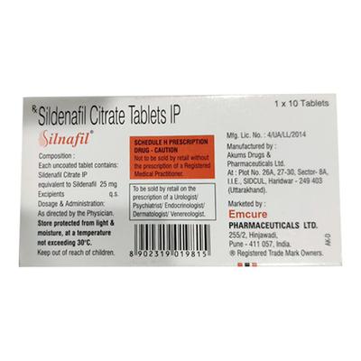 Silnafil 25mg Tablet 10's - Impotence/Erectile Dysfunction (Ed)