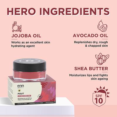 ENN Pout Lip And Cheek Tint With SPF 10 And Avocado Oil - Be Bliss 5 gm - Blush Brush