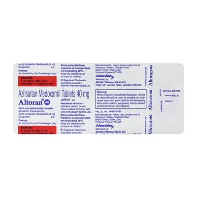 Altoran 40mg Tablet 10'S - Hypertension-Ang
