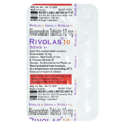 RIVOLAS 10 Tablet 15's - Blood Clot-Ant