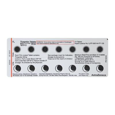 Brilinta 60mg Tablet 14'S - Blood Clot-Ant