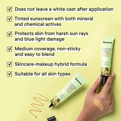 Quench Botanics Bravocado Daily Defense Tinted Sunscreen SPF 50 PA+++ (Deep) 15 ml - Face Sunscreen