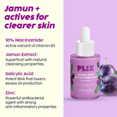 Plix The Plant Fix Acne Fighter 15 Effervescent Tablets 500Mg, And Face Serum Combo For Unisex 30 ml - Face Gels