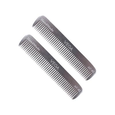 Vega Pocket Hair Comb, for Men and Women, Silver (VC2AC-02) 2's - Hair Combs