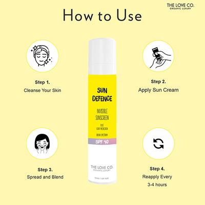 The Love Co. Sun Defence Invisible Sunscreen Cream, SPF 40 50 ml - Body Sunscreen