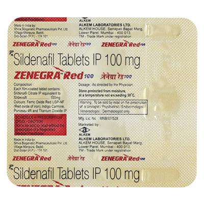 Zenegra Red 100 Tablet 4'S - Impotence/Erectile Dysfunction (Ed)