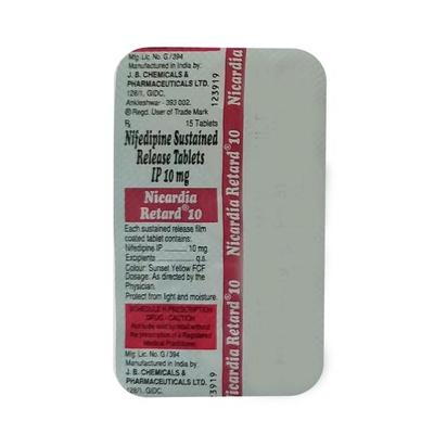 Nicardia Retard 10mg Tablet 15'S - Hypertension-Cal