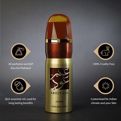 NUSUK Amber Oud Deodorant For Men, ,Perfumed Body Spray 200 ml - Men Deodorants/Roll-Ons