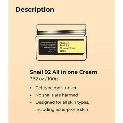 COSRX Advanced Snail 92 All In One Cream 100gm - Face Moisturizers