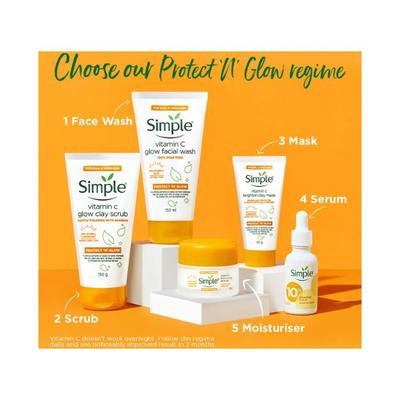 Simple Protect N Glow Vitamin C Glow Clay Scrub 150 gm - Scrubs & Exfoliants