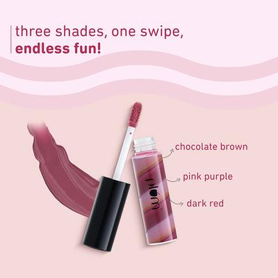 Plum Soft Swirl Lip Gloss, High-Shine Finish,Intense Pigment, 3 Shades In 1, 122 Cherry Chocolate 6 ml - Liquid Lipsticks