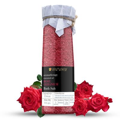 Souflower Rose Geranium Aroma Bath Salt 500 gm (N) - Bath Salts