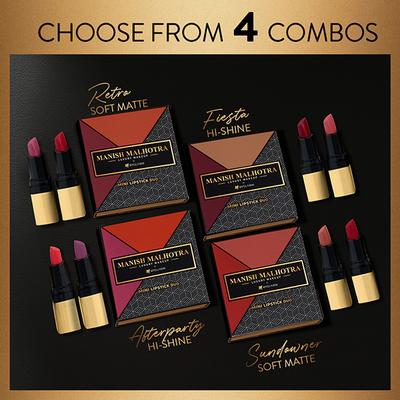 Myglamm Manish Malhotra Afterparty Hi Shine Mini Lipstick Set 2 gm - Lipsticks