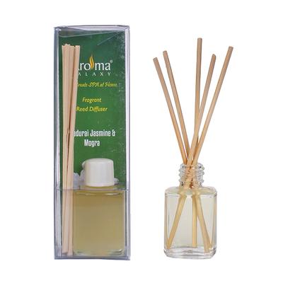 Aroma Galaxy (Alcohol Free) Fragrant Reed Diffuser Kit - Mogra & Madurai Jasmine 30 ml - Carrier Oils