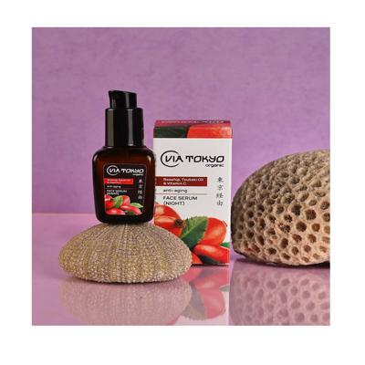 VIA TOKYO ORGANIC Rosehip & Tubaki Oil Vit C Face Serum, Anti - Aging Night Serum, No Sulphates, No Paraben 30 ml - Face Serum
