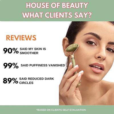 House of Beauty Jade Roller Kit -Toning, Tightening, Lymphatic Drainage, Depuffing Eyes (3Pcs) 1's - Face Oils