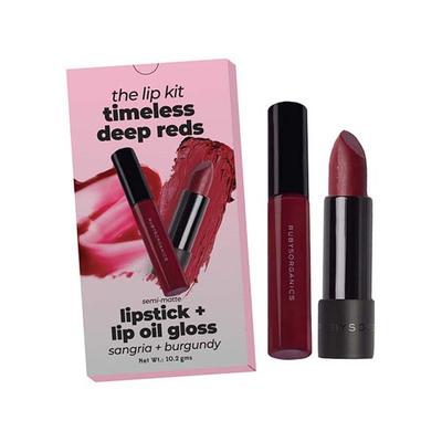Rubys Organics Lip Kit Timeless Deep Reds - Lipstick + Lip Oil Gloss 10.2 gm - Lipsticks