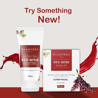 Glamveda Red Wine Advance Anti Ageing Peel Off MaskGlowing Skin & Blackheads Removal 100 ml - Masks & Peels